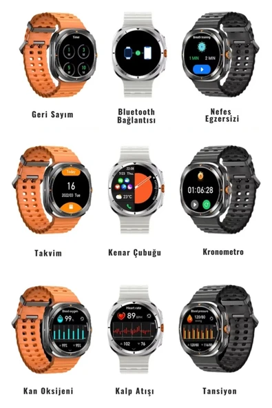 Watch Ultra Samsung Galaxy XCover7 Uyumlu Akıllı Saat 1.43 inç Kordon Hediyeli - Resim 3