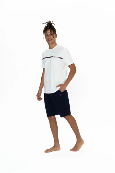 U.S. Polo Assn. Erkek Alt Üst Pijama Şort Takım - Resim 8