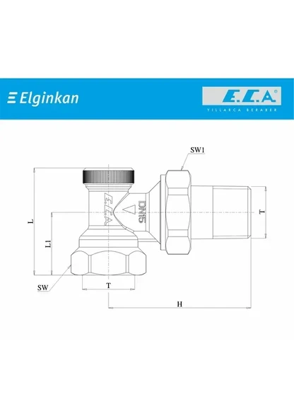 Eca Radyatör Geri Dönüş Valfi Köşe 1/2" - 3