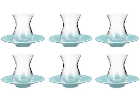 Porland Suzanne Seasons Turkuaz 12 Parça 6 Kişilik Çay Takımı 04ALM006722 - 5