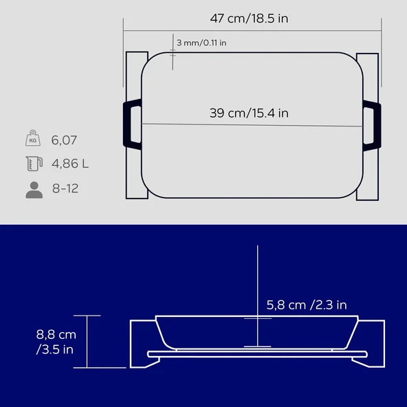 Lava LV P TP 2640 K4 B Ahşap Altlıklı 26x40 cm Mavi Döküm Dikdörtgen Fırın Tepsisi - 5