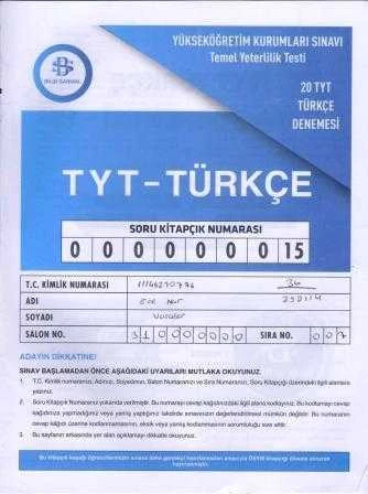 Bilgi Sarmal TYT Türkçe Deneme - 15
