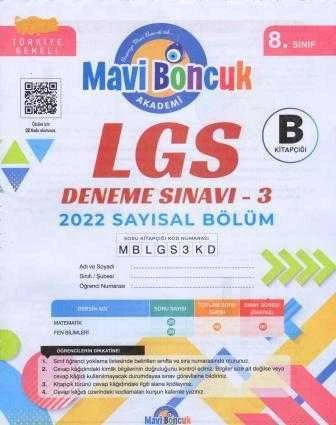 Mavi Boncuk Yayınları 8. Sınıf Sayısal Bölüm Denene Sınavı - 3 B Kitapçığı