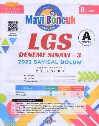 Mavi Boncuk Yayınları 8. Sınıf Sayısal Bölüm Denene Sınavı - 3 A Kitapçığı