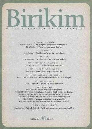 Birikim Aylık Sosyalist Kültür Dergisi Yıl: Haziran 1993 Sayı: 50