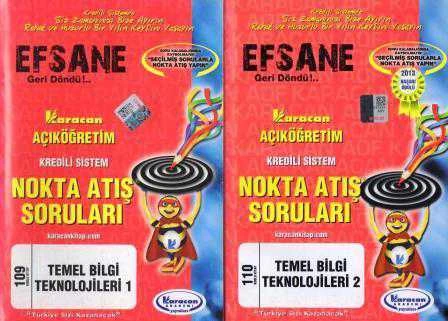 Karacan Açıköğretim Kredili Sistem Nokta Atış Soruları Temel Bilgi Teknolojileri 2 Kitap Takım 109 ve 110 Kodlu Kitap