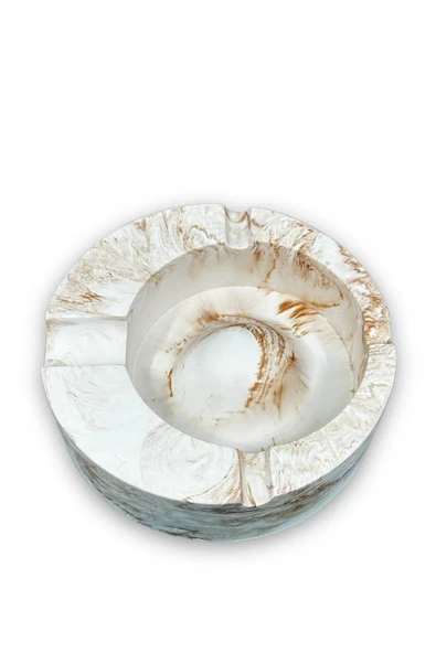 Mermer Desenli Büyük Boy Beton Kül Tablası Küllük 13 Cm - 2