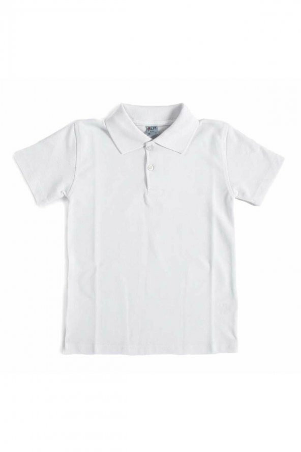 Polo Yaka Tişört Alm Kısa Kol 6-16 Yaş Çocuk Beyaz Okul Tişört/t-shirt