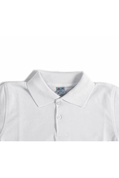 Polo Yaka Tişört Alm Kısa Kol 6-16 Yaş Çocuk Beyaz Okul Tişört/t-shirt - 3