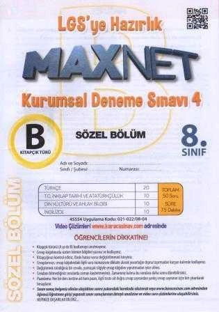 8. Sınıf Maxnet LGS'ye Hazırlık Kurumsal Deneme Sınavı 4 Sözel Bölüm B Kitapçığı