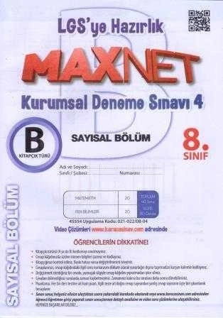 8. Sınıf Maxnet LGS'ye Hazırlık Kurumsal Deneme Sınavı 4 Saysal Bölüm B Kitapçığı