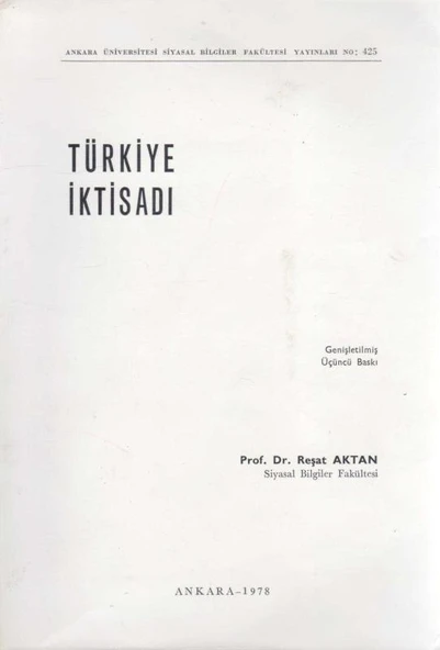 Türkiye İktisadı - 1978 Yılı Genişletilmiş Üçüncü Baskısı