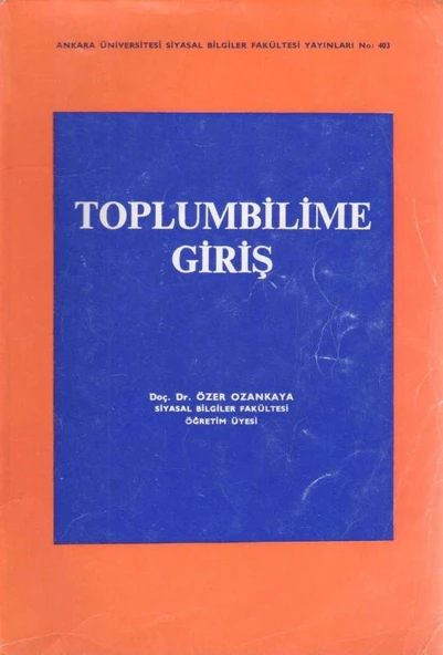 Toplumbilime Giriş - 1977 Yılı Genişletilmiş İkinci Baskısı