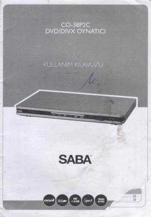 Saba Co-38p2c DVD/DIVX Oynatıcı Kullanım Kılavuzu