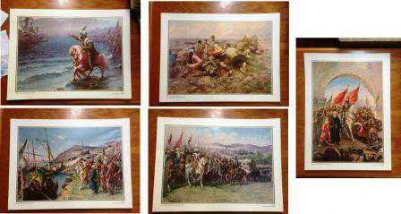 Ressam F. Zonaro'nun (4 Çeşit) + Sami Yetik'in (1 Çeşit) yaptığı ve şu an Dolmabahçe Sarayında Sergilenen Toplam 5 Çeşit Yağlıboya Tablo Resimleri Seti
