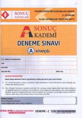Sonuç Akademi Deneme Sınavı 2. Oturum A Kitapçığı / Yüseköğretim Kurumları Alan Yeterlilik Testi