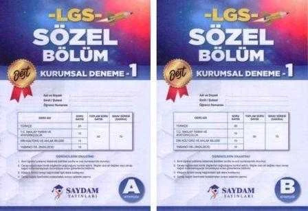 Saydam Yayınları LGS Sözel Bölüm Kurumsal Deneme 1 A ve B Kitapçığı (2 Kitap Takım)