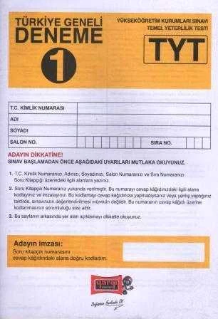 TYT Türkiye Geneli Deneme 1
