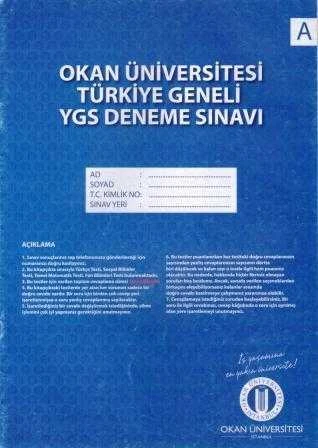 Okan Üniversitesi Türkiye Geneli YGS Deneme Sınavı