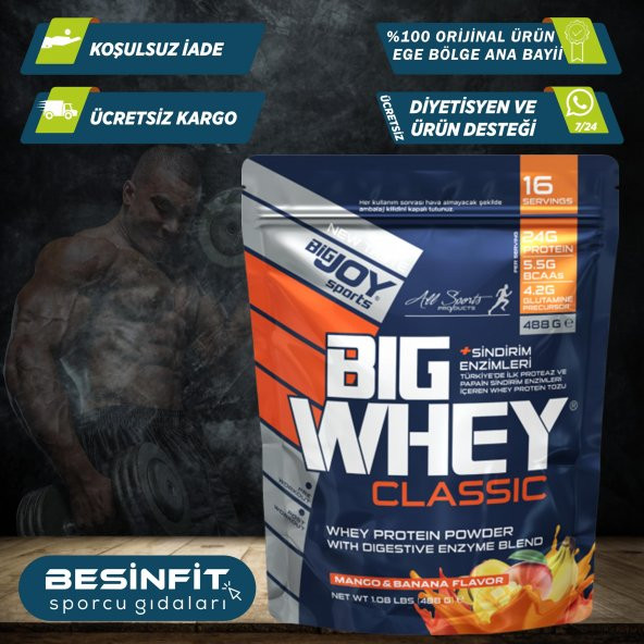 Bigjoy Bigwhey Classic Whey Protein Tozu 488 gr Muz Aromalı 16 se