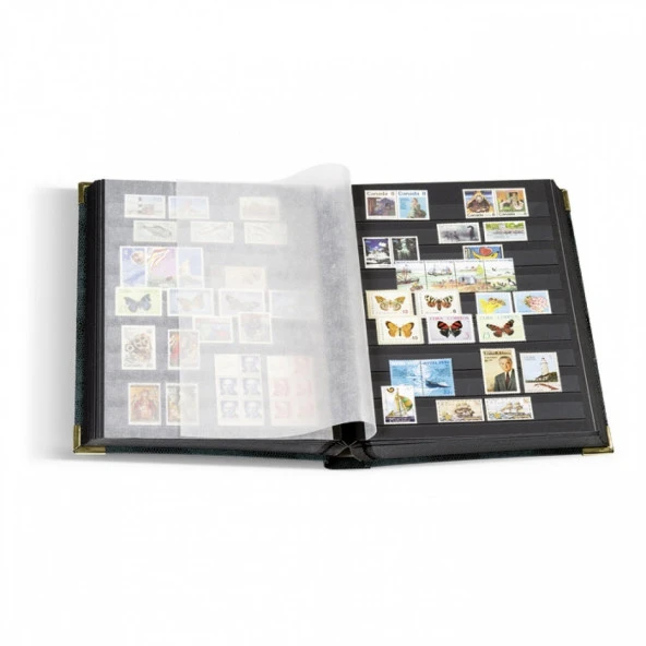 Leuchtturm Pul Defteri COMFORT DELUXE Demir Köşeli S64, A4, 32 Yaprak, 64 Sayfa, Siyah Zemin - 2