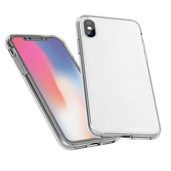 Apple iPhone X Kılıf 360 Tam Koruma Şeffaf Silikon - 5