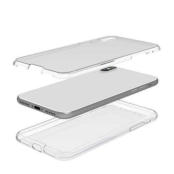 Apple iPhone X Kılıf 360 Tam Koruma Şeffaf Silikon - 6
