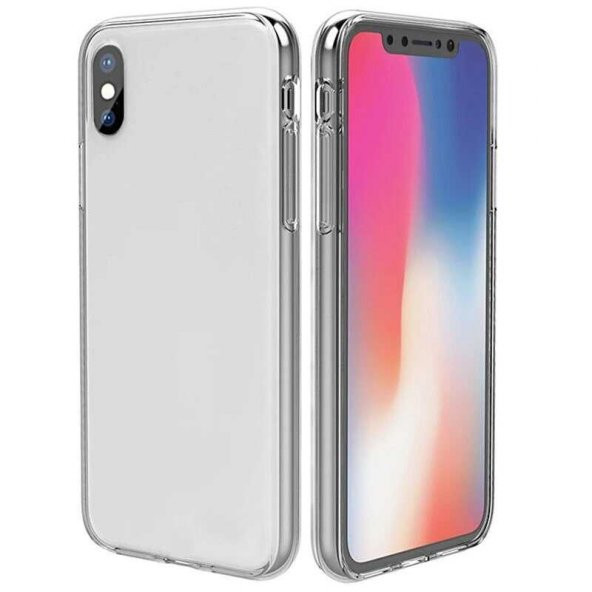 Apple iPhone X Kılıf 360 Tam Koruma Şeffaf Silikon - 9