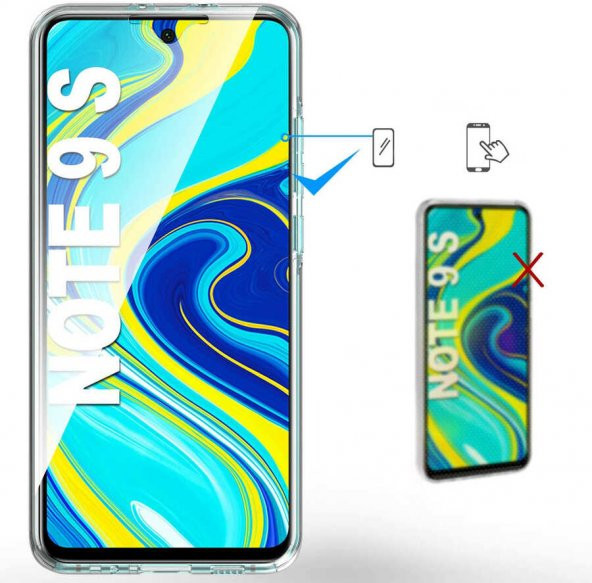 Xiaomi Redmi Note 9 Pro Kılıf 360 Tam Koruma Şeffaf Silikon - 3