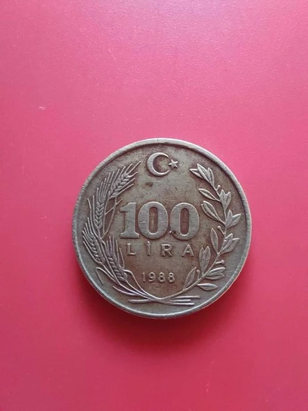 T.C. Merkez Bankası Sarı Madeni 100 Lira (1988 Yılı Üretimi) / Bakır - Çinko