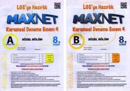 8. Sınıf Maxnet LGS'ye Hazırlık Kurumsal Deneme Sınavı 4 Sözel Bölüm A + B Kitapçığı (2 Kitap Takım)