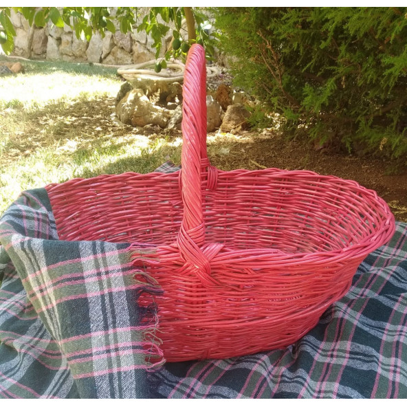 Hasır Pembe Piknik sepeti