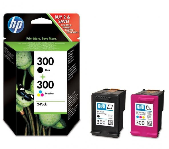 HP 300 + 300 CN637EE Siyah ve Renkli Orjinal Kartuş Seti - F2480