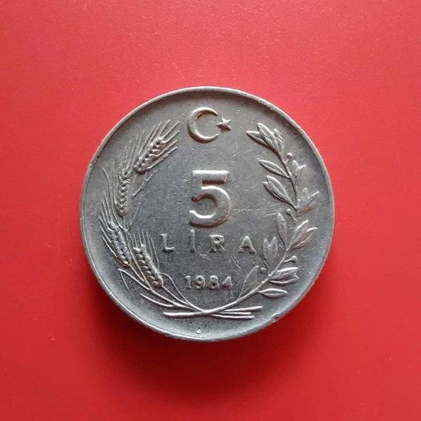 T.C. Merkez Bankası Madeni 5 Lira (1984 Yılı Üretimi) / Etial