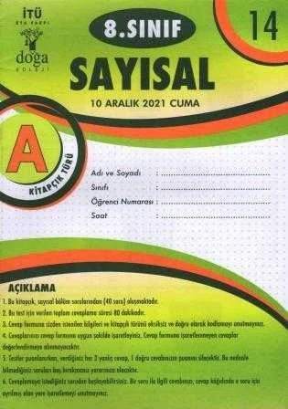 8. Sınıf Sayısal A Kitapcık Türü Aralık 2021 Deneme No: 14