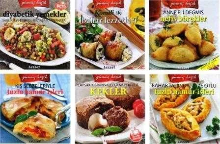 Gümüş Kaşık Sert Ciltli Kuşe Kağıda Renkli Prestij Baskı Yemek Seti 5 Cilt Takım
