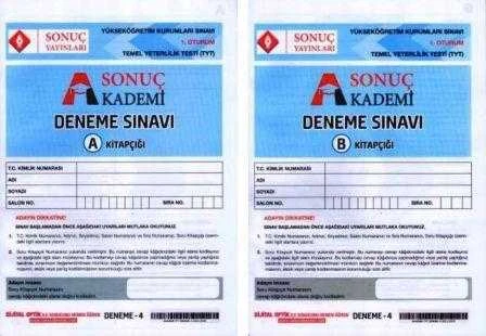 Sonuç Akademi Deneme Sınavı 1. (2 Deneme Takım) Oturum A + B Kitapçığı / Yüseköğretim Kurumları Temel Yeterlilik Testi