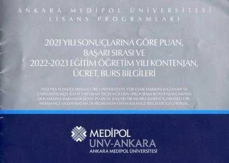 Ankara Medipol Üniversitesi Lisans Programları 2021 Yılı Sonuçlarına Göre Puan, Başarı Sırası ve 2022-2023 Eğitim Öğretim Yılı Kontenjan, Ücret, Burs Bilgileri