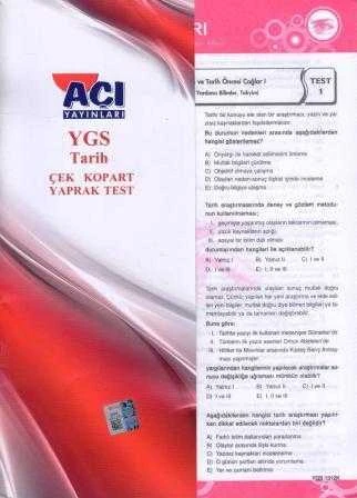 YGS Tarih Çek Kopar Yaprak Test / Toplam 32 Test