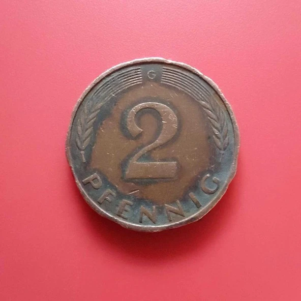 Alman Merkez Bankası Madeni 2 Pfennig (1972 Yılı Üretimi) G Serisi