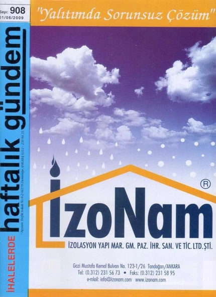 İhalelerde Haftalık Gündem Dergisi Yıl: 2009 Sayı: 908