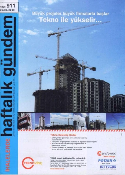 İhalelerde Haftalık Gündem Dergisi Yıl: 2009 Sayı: 911