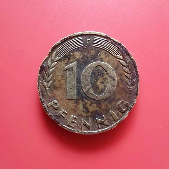 Alman Merkez Bankası Madeni 10 Pfennig (1970 Yılı Üretimi) F Serisi