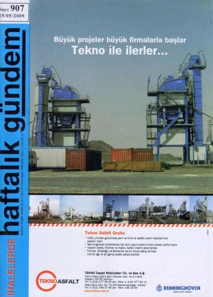 İhalelerde Haftalık Gündem Dergisi Yıl: 2009 Sayı: 907