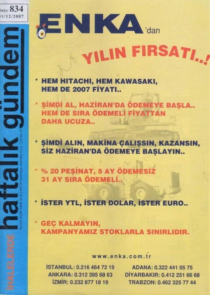 İhalelerde Haftalık Gündem Dergisi Yıl: 2007 Sayı: 834