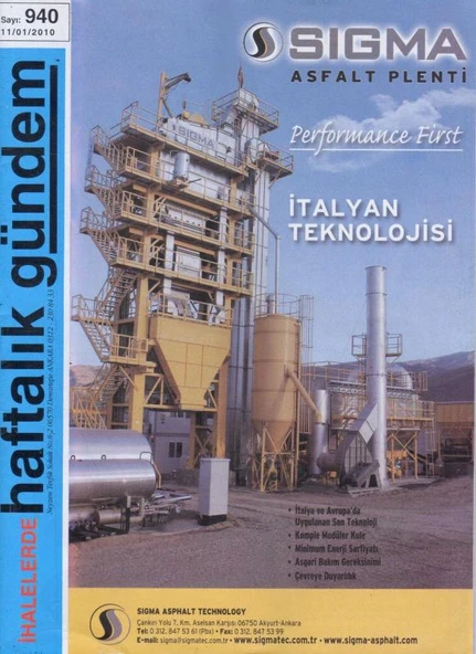 İhalelerde Haftalık Gündem Dergisi Yıl: 2009 Sayı: 940