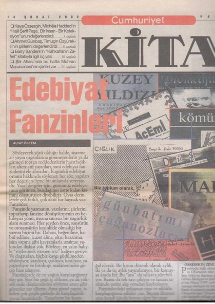 Cumhuriyet Gazetesi Kitap Eki 14 Şubat 2002 Sayı: 626 Tam ve Eksiksiz