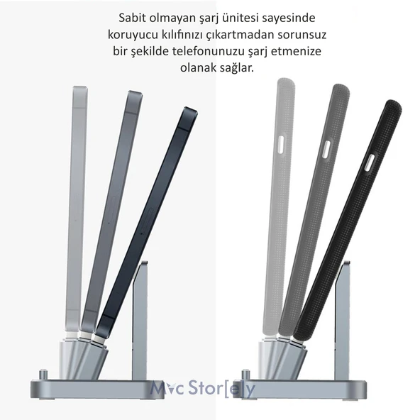 iPhone Şarj Aleti Apple Watch Şarj Aleti Çoklu Şarj İstasyonu 20W Adaptörlü Metal Şarj Standı - 5