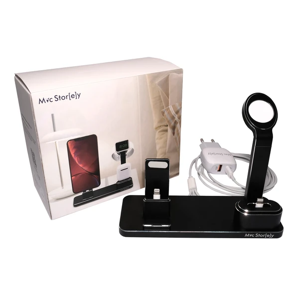 iPhone Şarj Aleti Apple Watch Şarj Aleti Çoklu Şarj İstasyonu 20W Adaptörlü Metal Şarj Standı - 7