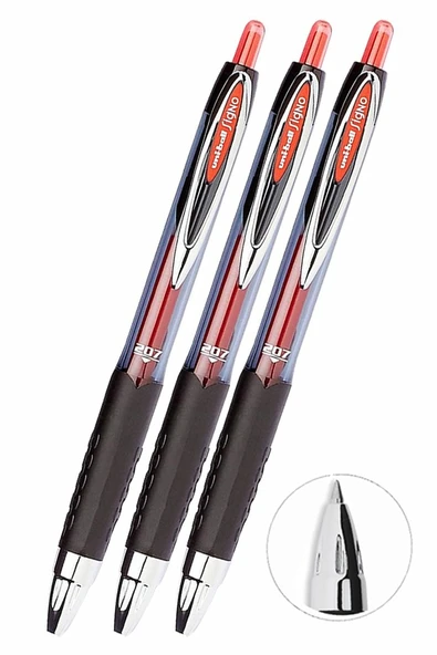 Kırmızı Pilot Kalem 3 Adet Uniball Signo Micro 207 0.5 mm Roller Uçlu Pilot Kalem Umn-207 İnci Uçlu Likit Mürekkepli Jel ürün görseli